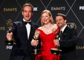 Confira as indicações do Emmy 2024. Na foto, atores de Succession, série ganhadora do Emmy 2023. (Foto: Divulgação/Los Angeles Times)