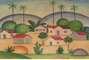 Tela inédita de Tarsila do Amaral, conhecida como 'Paisagem 1925'. (Foto: Divulgação)