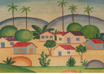 Tela inédita de Tarsila do Amaral, conhecida como 'Paisagem 1925'. (Foto: Divulgação)