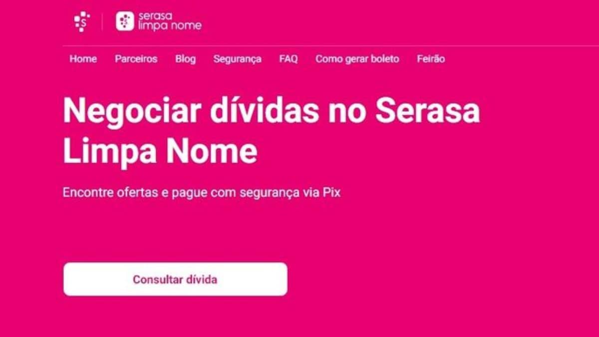 Imagem de página do site do Feirão Limpa Nome da Serasa.