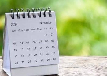 Calendário com feriados de novembro.