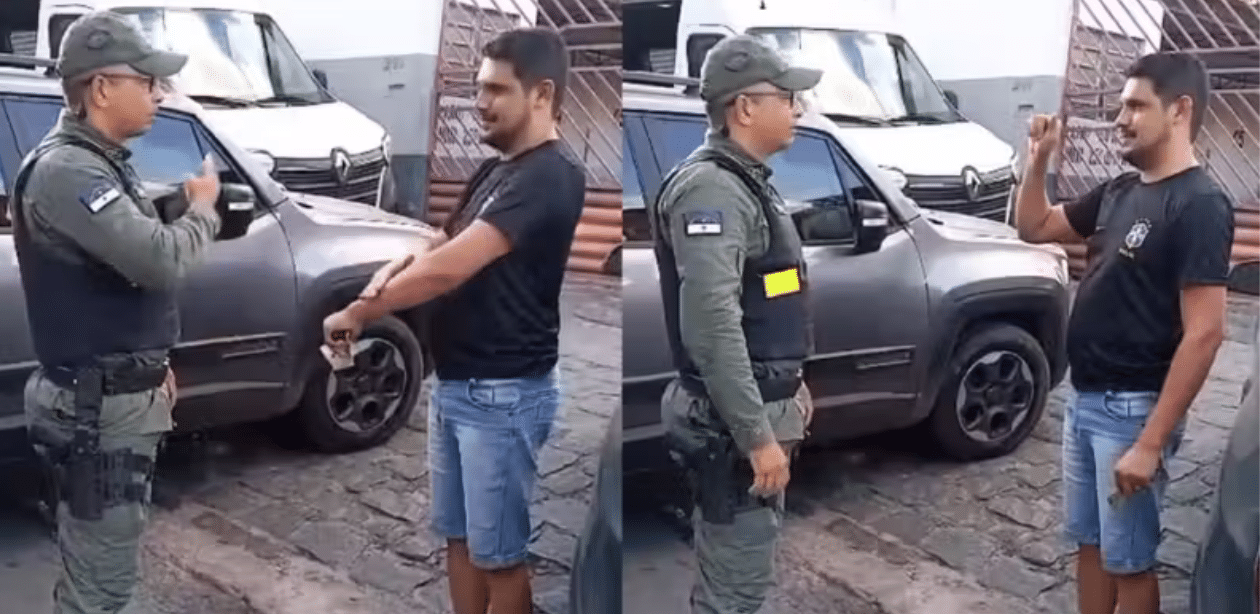Policial se comunica em Libras com motorista surdo durante abordagem em operação da Lei Seca em Caruaru