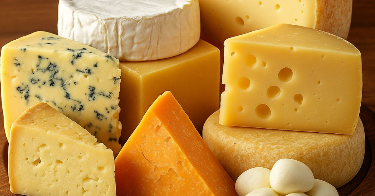 Tábua rústica com variados queijos artesanais expostos para degustação no Festival do Queijo Artesanal