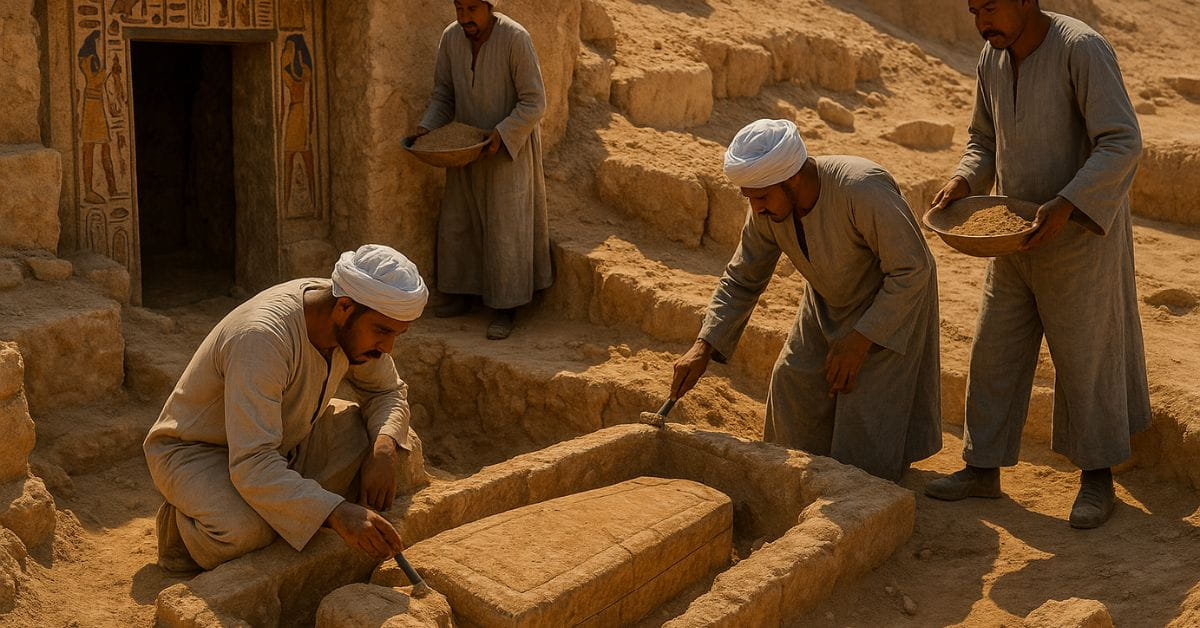 Tumbas do Egito reveladas por arqueólogos locais em escavação recente