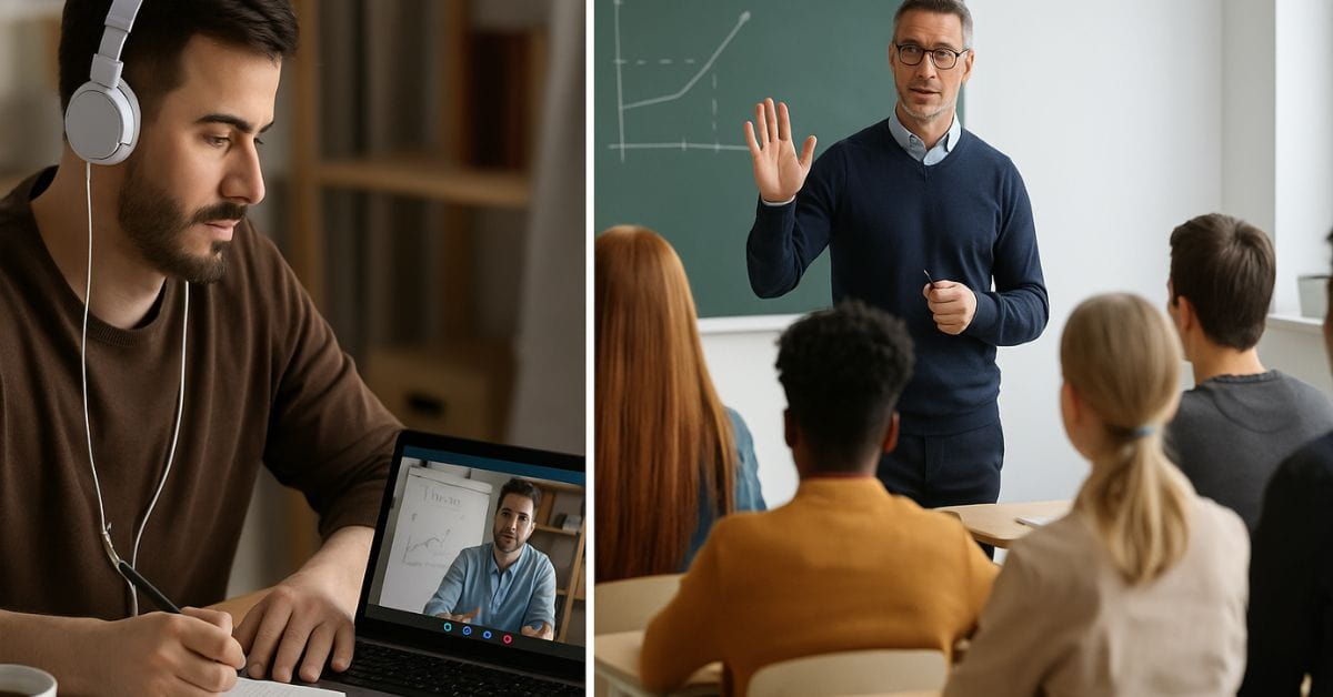 Educação a distância e ensino presencial lado a lado em sala e videoaula