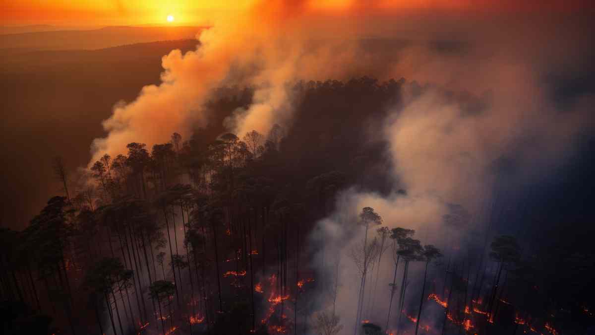 Incêndio em área florestal, foco na prevenção de incêndios ambientais.