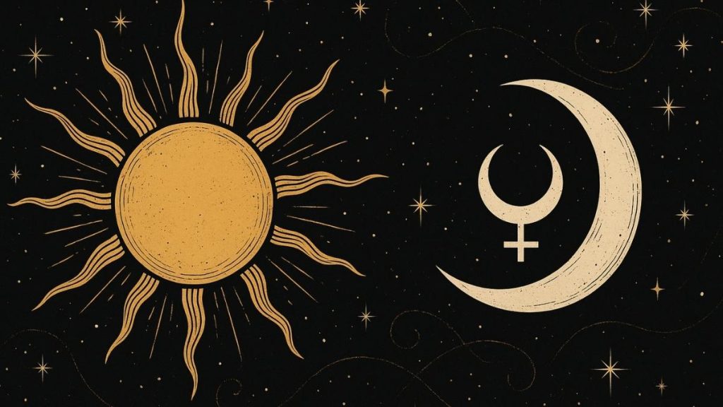 Sol e Lilith representados simbolicamente nas previsões astrológicas da semana