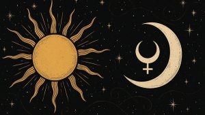 Sol e Lilith representados simbolicamente nas previsões astrológicas da semana