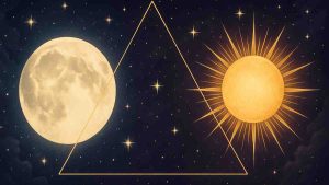 ilustração do trígono da Lua com o Sol, uma das previsões astrológicas da semana