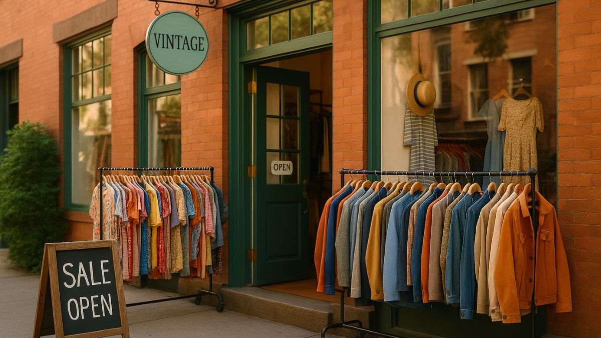 charmosa de um brechó de roupas vintage. Brechós no Brasil