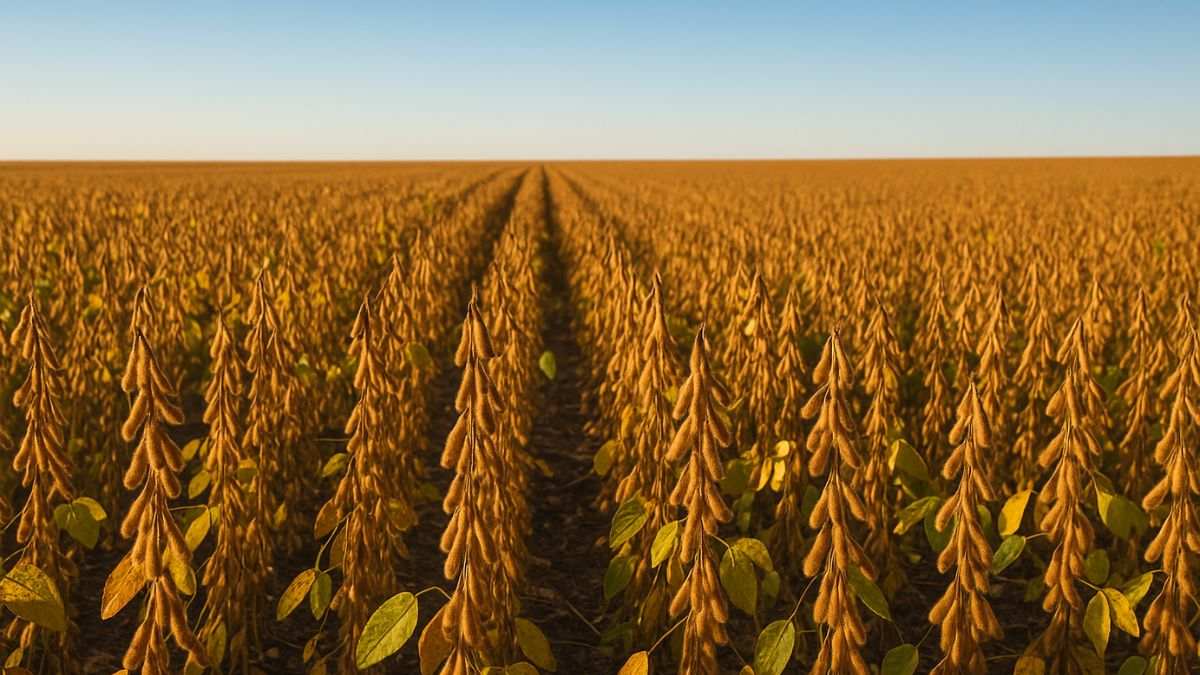Campos de soja brasileira prontos para colheita, símbolo da liderança nas exportações à China