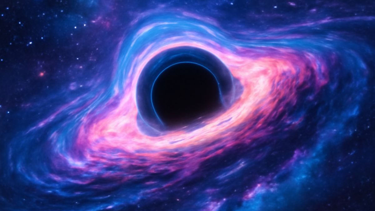 Representação artística do buraco negro mais antigo do universo em galáxia distante.