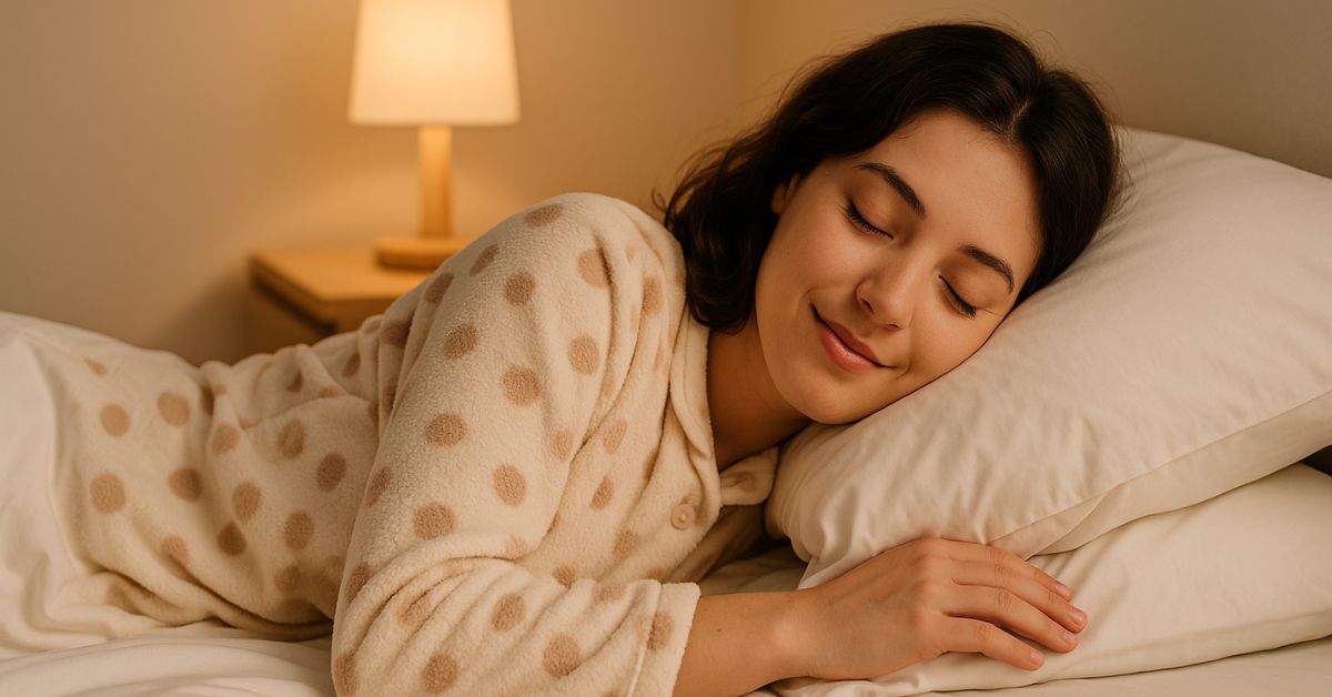 mulher tranquila de pijama fofinho indo dormir em sua cama durante período de celibato feminino