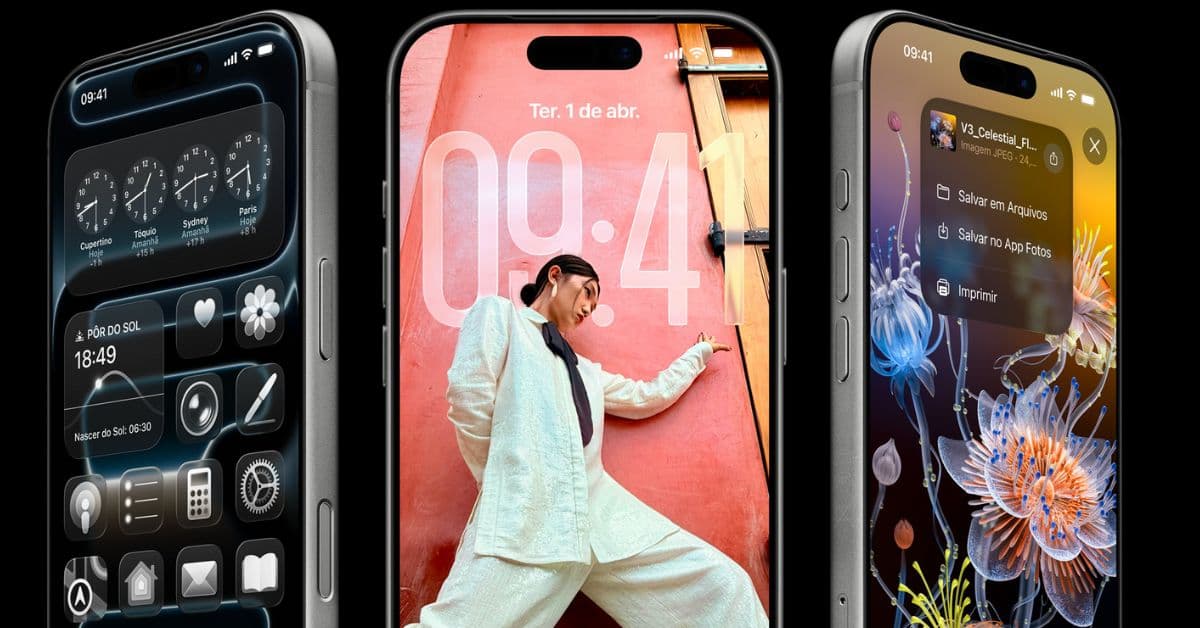 iPhone 17 no Brasil em pré-venda, modelos exibidos com tela inicial e design atualizado