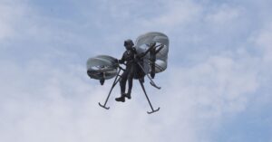 piloto testando mochila a jato desenvolvida pelo Zhiyuan Research Institute em Hangzhou