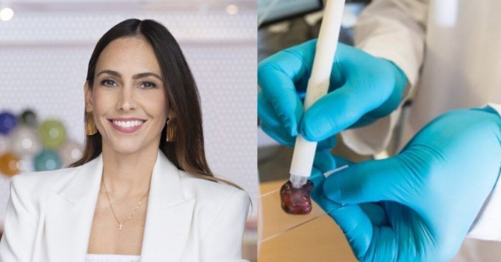 Pesquisadora brasileira Lívia Eberlin e demonstração da caneta do Einstein que detecta câncer.