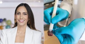 Pesquisadora brasileira Lívia Eberlin e demonstração da caneta do Einstein que detecta câncer.