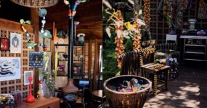 pirilampos do planeta no ateliê com obras feitas de materiais reaproveitados