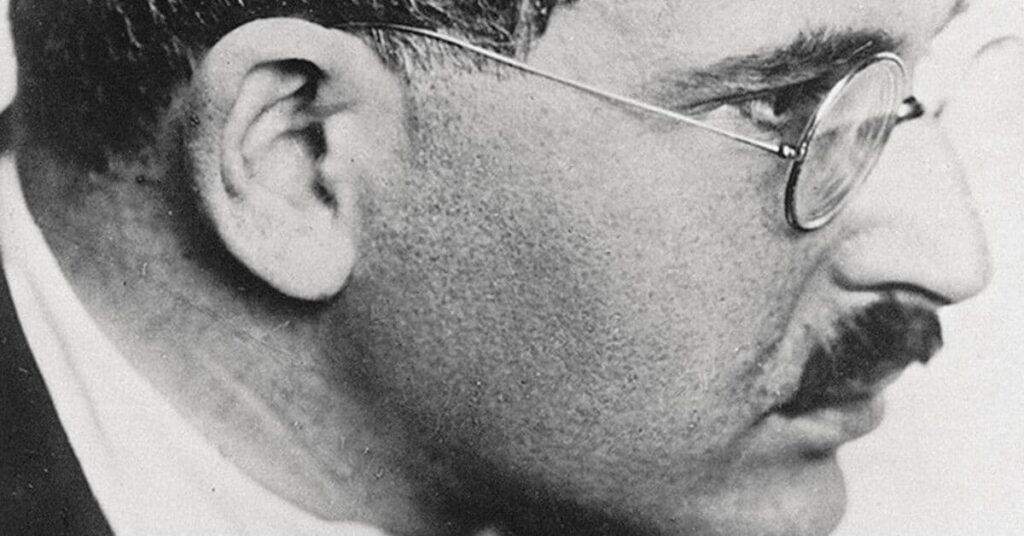 Walter Benjamin, filósofo alemão do século XX, em retrato histórico