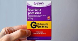 embalagem de losartana potássica de 50 mg usada no tratamento da pressão alta