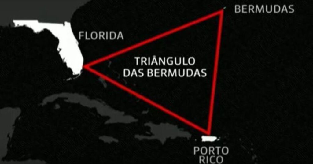 Triângulo das Bermudas no Atlântico Norte entre Flórida, Porto Rico e Bermudas