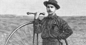 Volta ao mundo de bicicleta realizada por Thomas Stevens em 1884 com bicicleta de roda alta