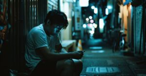 app chinês para quem mora sozinho em uso noturno no celular