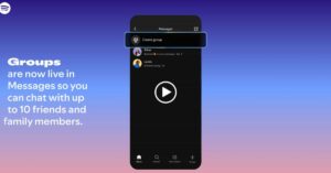 Interface do Spotify exibindo chats em grupo no Spotify com opção de criar conversa entre amigos