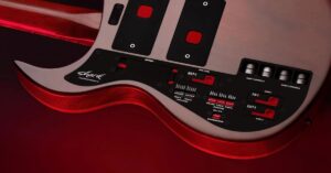guitarra elétrica do futuro com sistema modular e efeitos integrados no corpo