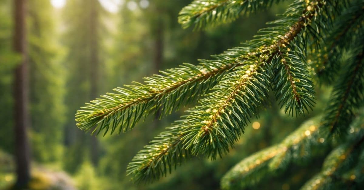 ouro verde em agulhas de árvores da Finlândia