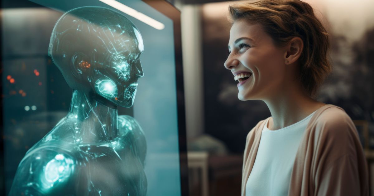 papel humano na IA representado pela interação entre pessoa e inteligência artificial