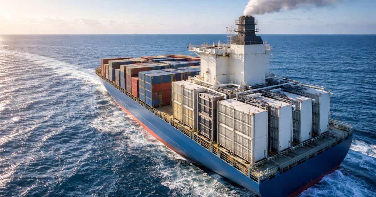 captura de carbono em navios transforma CO₂ em calcário