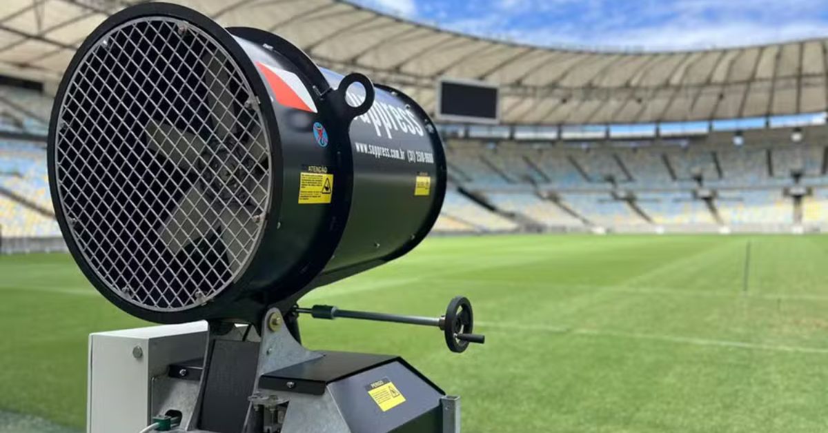 Climatizadores de gramado instalados no Maracanã para controle de umidade