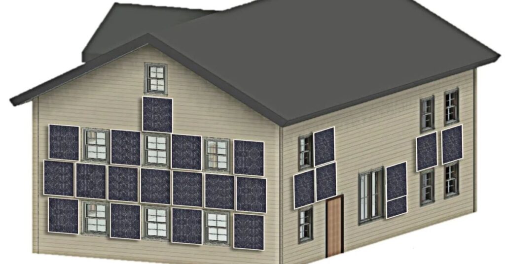 Tecnologia reduz custos de energia com painéis térmicos instalados na fachada de uma casa