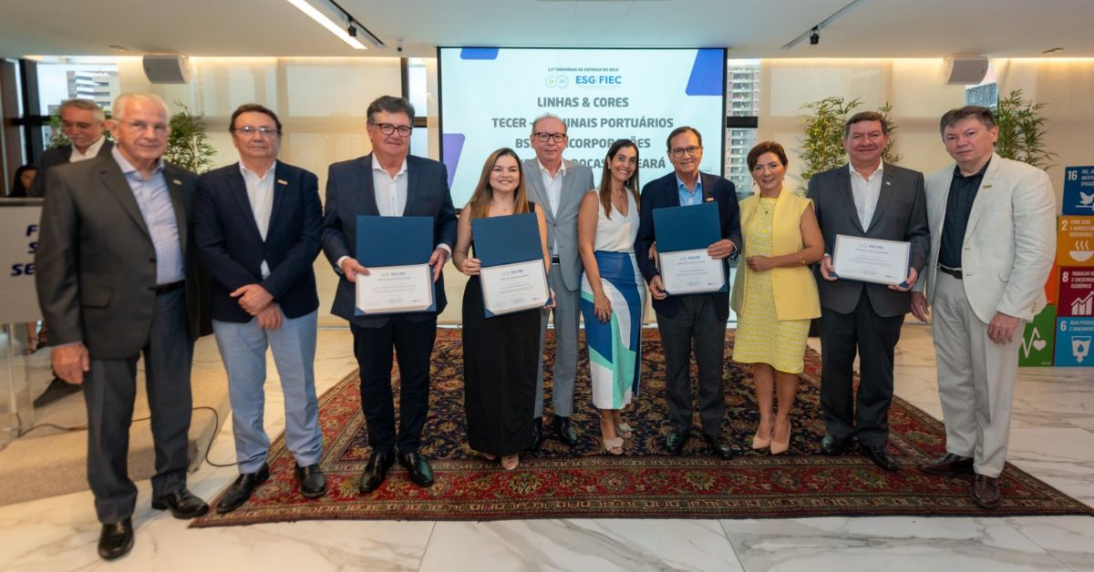 Empresas premiadas no Selo ESG FIEC, com destaque para Cimento Apodi e outras 6 indústrias reconhecidas no Ceará