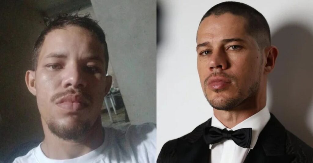 Sósia de José Loreto, Lorran Galdino, ao lado do ator após viralizar nas redes sociais