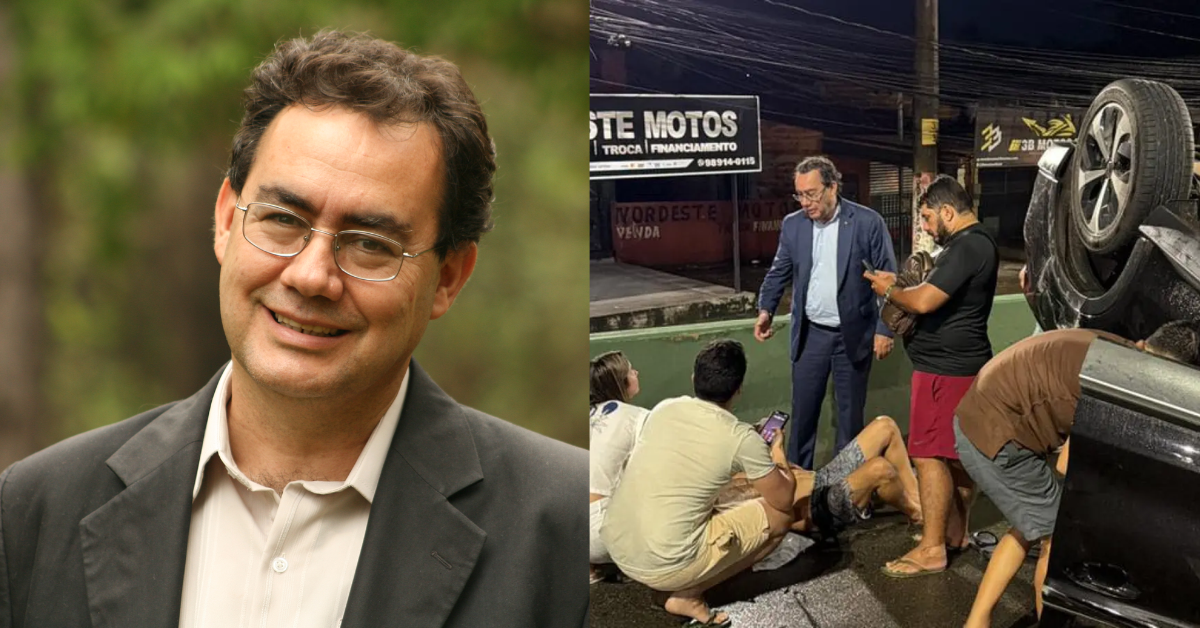Pré-candidato pelo AVANTE, Augusto Cury ajudou o motorista e permaneceu no local até a chegada do SAMU. (Foto: reprodução redes sociais)