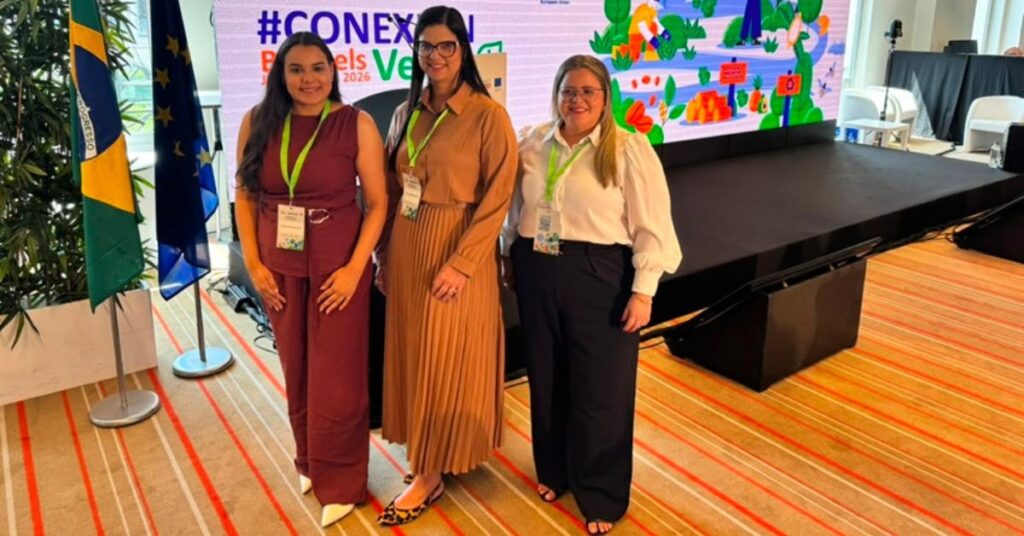 Representantes da FIEC durante o evento #CONEXIÓNVerde+ em Bruxelas, onde a instituição apresentou projeto de economia circular selecionado pelo AL-INVEST Verde da União Europeia.