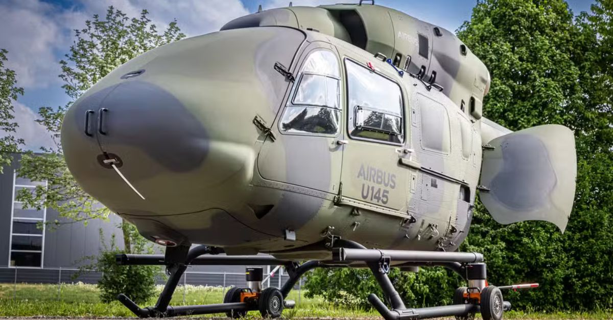Helicóptero que voa sem piloto Airbus U145 desenvolvido para missões autônomas de transporte de suprimentos e resposta a desastres