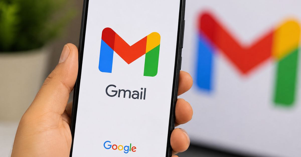 Tela de um celular com o símbolo do Gmail, ilustrando o recurso de mudar endereço Gmail disponível para usuários no Brasil.