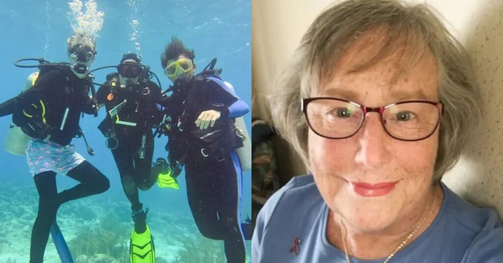Julia Pallentino pratica mergulho após diagnóstico de mieloma múltiplo e mostra como encontrar propósito após o câncer aos 79 anos