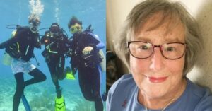 Propósito após o câncer: aos 79 anos, mulher encontra liberdade no mergulho