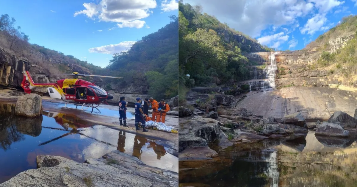 A queda em cachoeira de MG aconteceu em uma área de difícil acesso na zona rural de Augusto de Lima. A força-tarefa reuniu bombeiros, apoio aéreo e o Samu para garantir o atendimento e o transporte da vítima ao Hospital João XXIII.