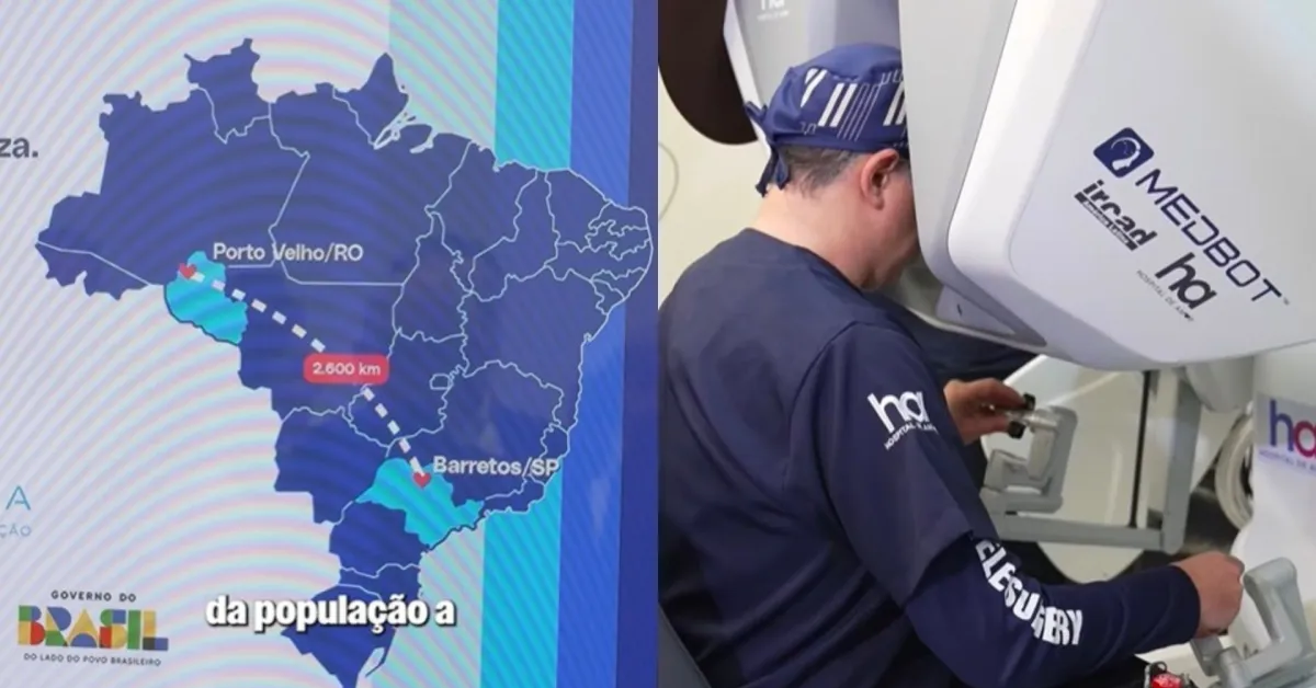 Especialistas comandaram os instrumentos robóticos remotamente durante a cirurgia à distância, enquanto a equipe local permaneceu ao lado do paciente.