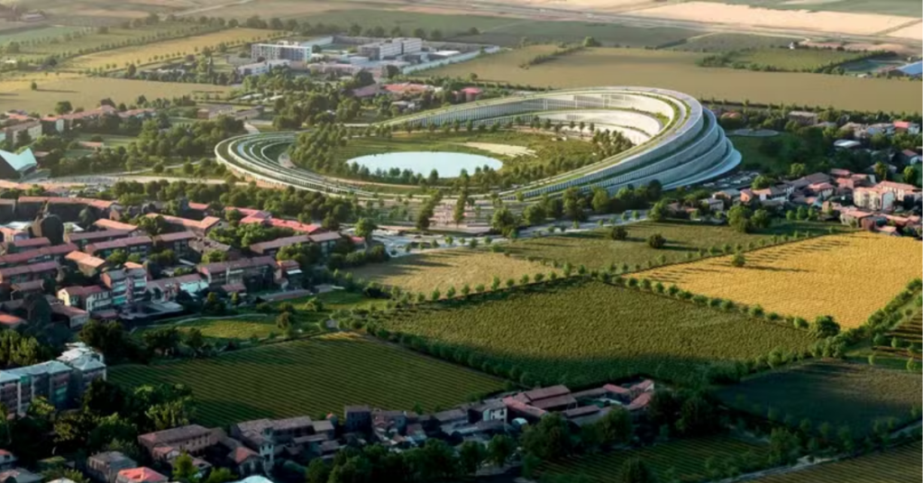 Hospital do futuro em Brescia terá um parque de mais de 1 quilômetro integrado à circulação entre as unidades de atendimento.