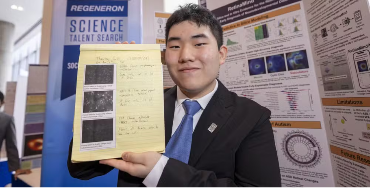 Edward Kang desenvolveu uma IA que busca sinais de autismo pela retina e conquistou o segundo lugar em uma das principais competições científicas para estudantes dos Estados Unidos.