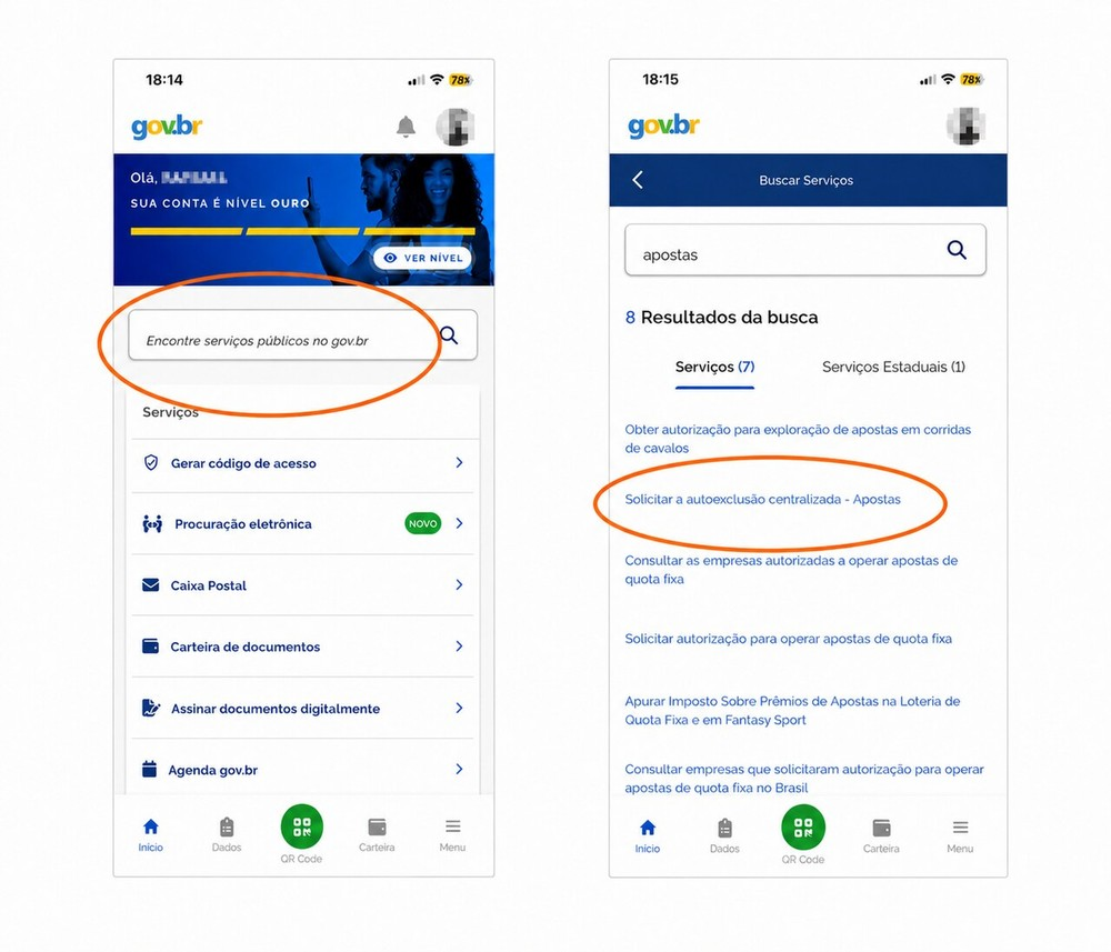 O bloqueio é feito no app do Gov.br