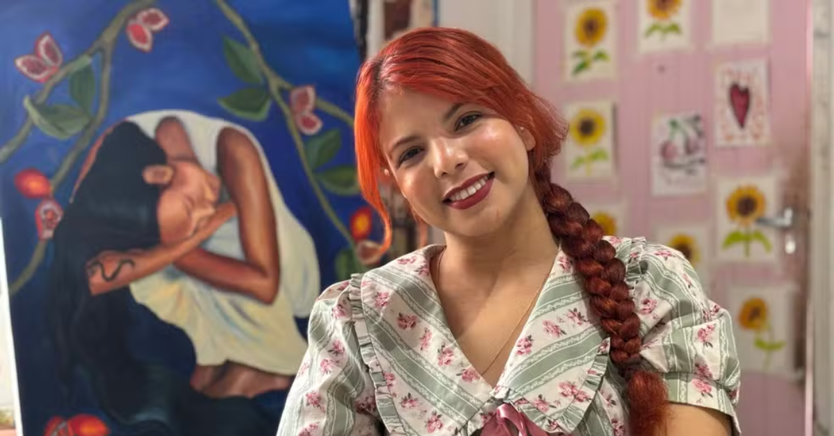 Artista Jéssica Ribeiro, de Rondônia, que levará arte amazônica para exposição em Paris.