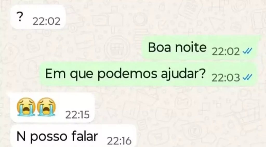 Mensagem enviada pelo garoto à polícia