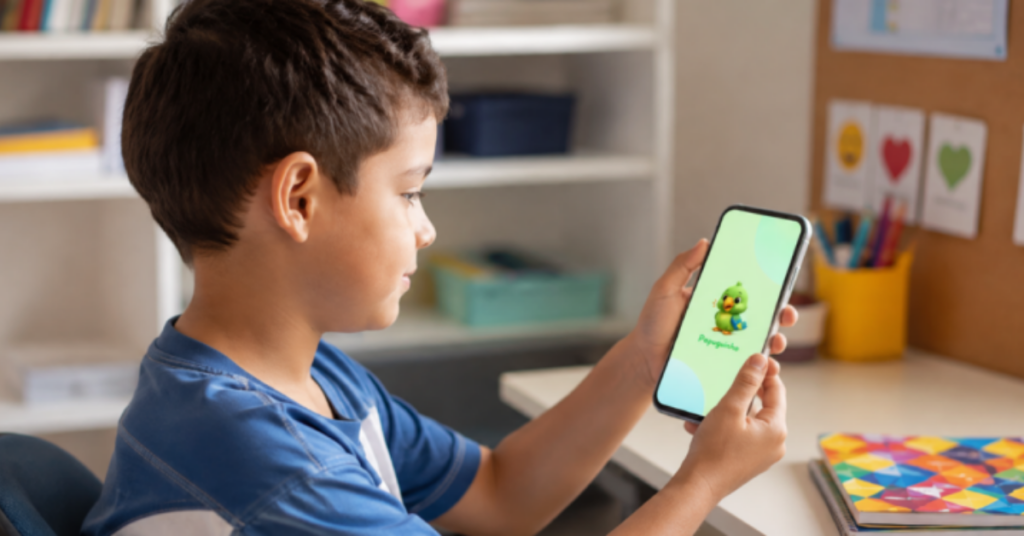 Aplicativo Papuguinho com pictogramas para comunicação de crianças com autismo.